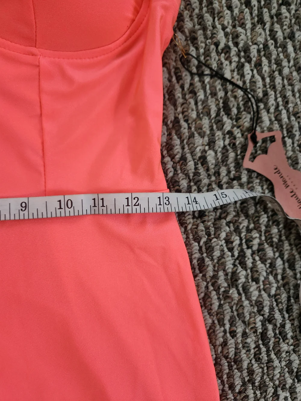 Neon Coral Bodycon Dress - Size Small